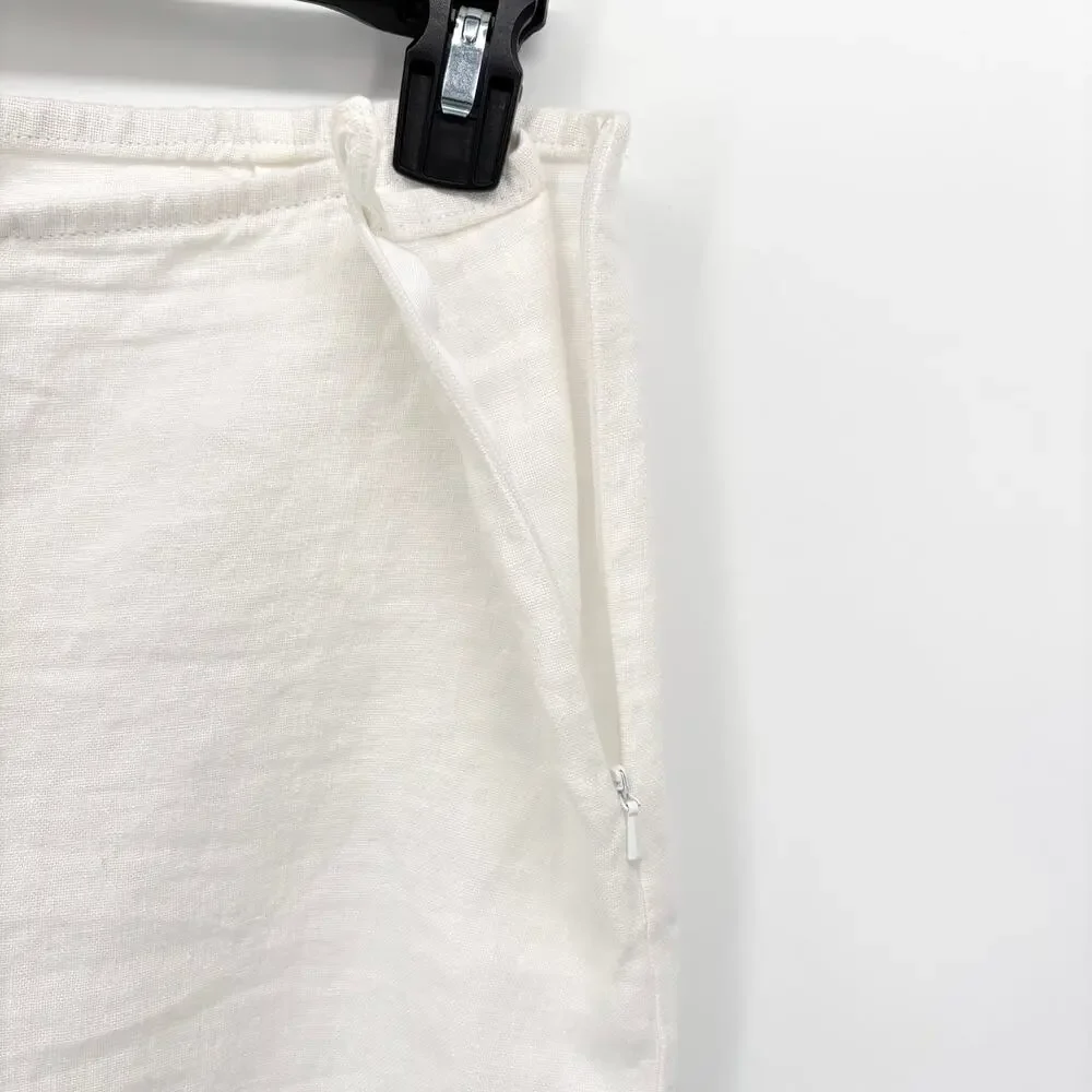 Eileen Fisher Linen Pants PM Petite Medium Wide Leg Cropped Zip Beach Lagenlook - Picture 4 of 7